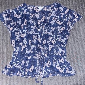ABOUND BLUE FLORAL BLOUSE